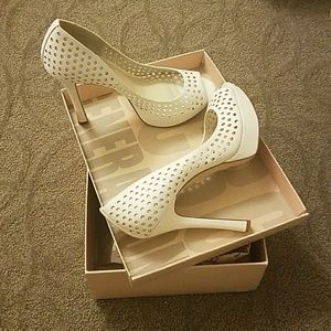 BCBG Generation White Leather Heels